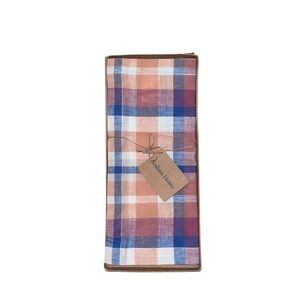 NEW Solino Home 100% Linen Flavors Madras Multicolor Plaid Table Runner 14 x 48